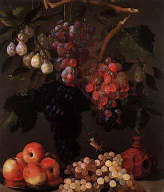 Juan Bautista de Espinosa Bodegon de uvas, manzanas y ciruelas Sweden oil painting art